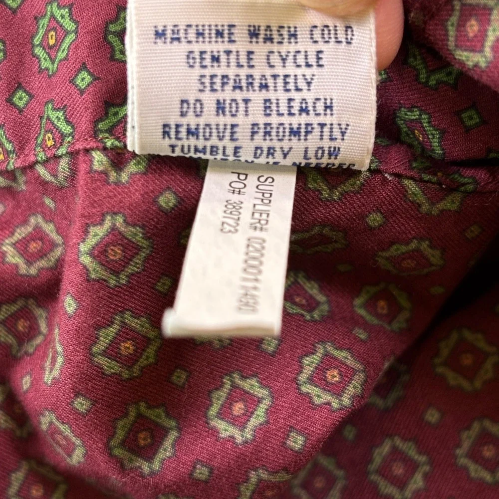 Polo Ralph Lauren‎ Mens Button Down Shirt L Burgundy Medallion Print Cotton